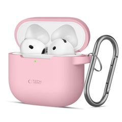 COPERTURA TECH-PROTECT IN SILICONE CON GANCIO PER APPLE AIRPODS 4 ROSA POLVEROSO
