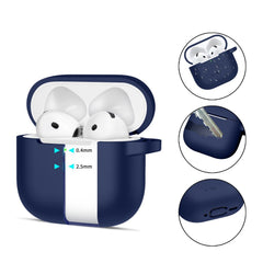 COPERTURA TECH-PROTECT IN SILICONE CON GANCIO PER APPLE AIRPODS 4 BLU NAVY
