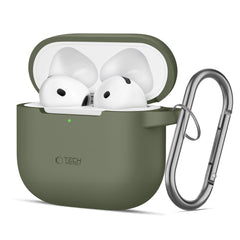 CUSTODIA TECH-PROTECT SILICONE HOOK APPLE AIRPODS 4 VERDE OLIVA