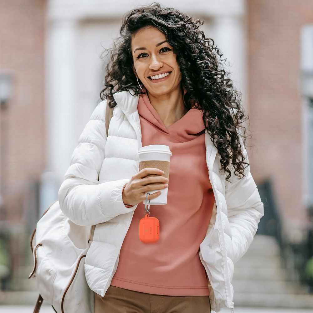 CUSTODIA TECH-PROTECT SILICONE HOOK APPLE AIRPODS PRO 1 / 2 NEON ORANGE
