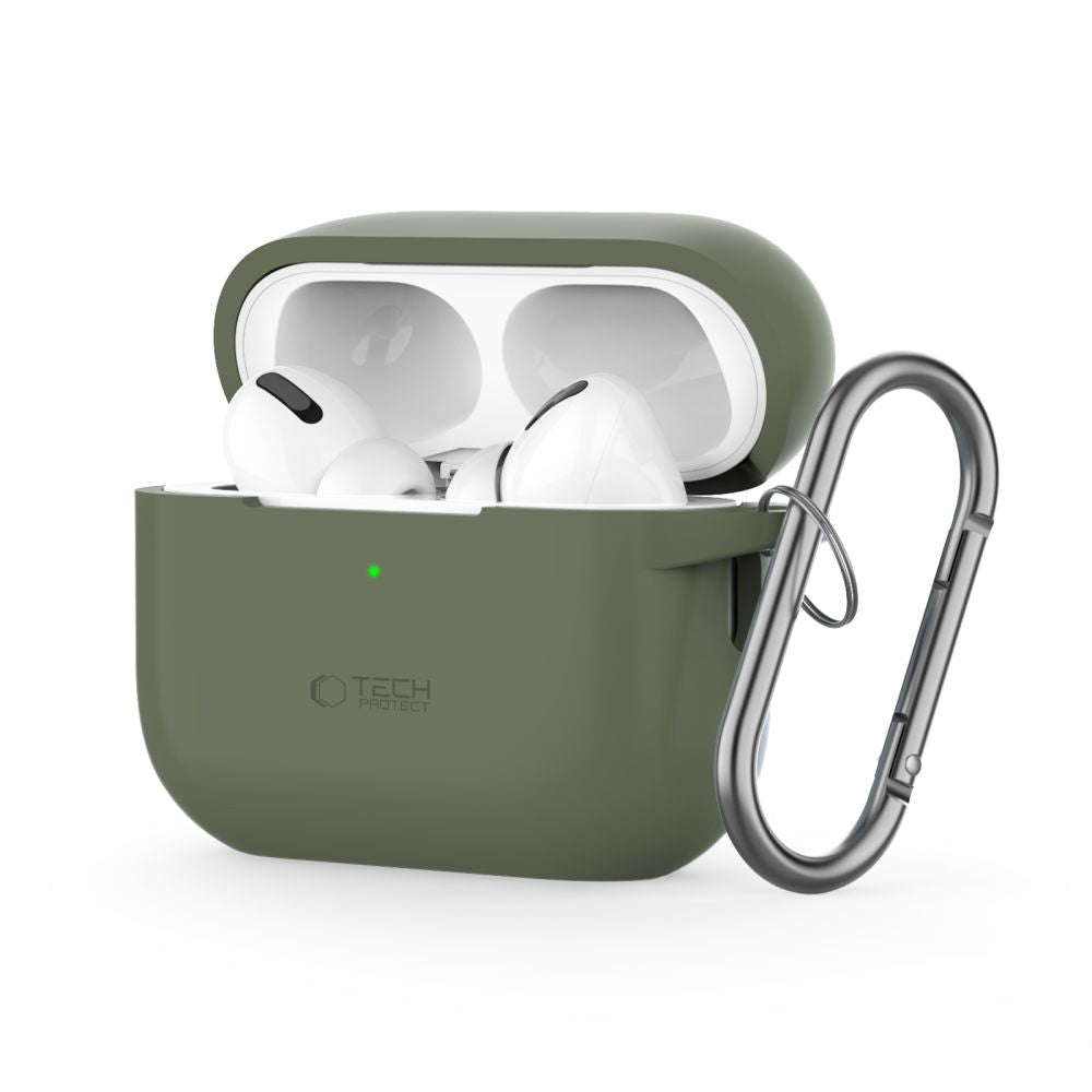CUSTODIA TECH-PROTECT SILICONE HOOK APPLE AIRPODS PRO 1 / 2 VERDE OLIVA