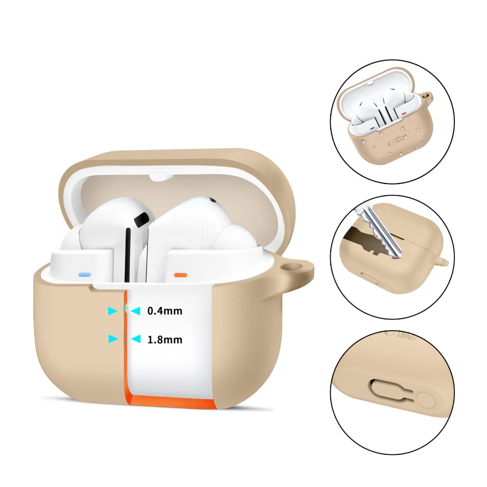 CUSTODIA PER SAMSUNG GALAXY BUDS 3 / 3 PRO TECH-PROTECT SILICONE HOOK CAFFÈ LATTE