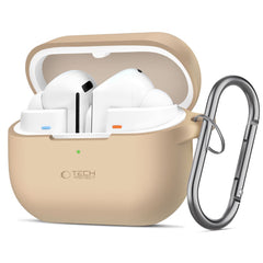 CUSTODIA PER SAMSUNG GALAXY BUDS 3 / 3 PRO TECH-PROTECT SILICONE HOOK CAFFÈ LATTE