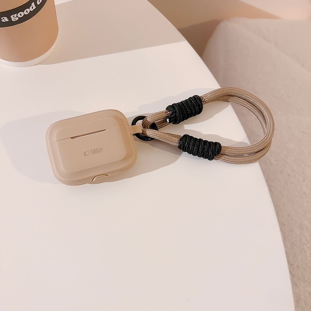 COPERTURA TECH-PROTECT IN SILICONE PER CAVO APPLE AIRPODS PRO 1 / 2 CAFFÈ LATTE