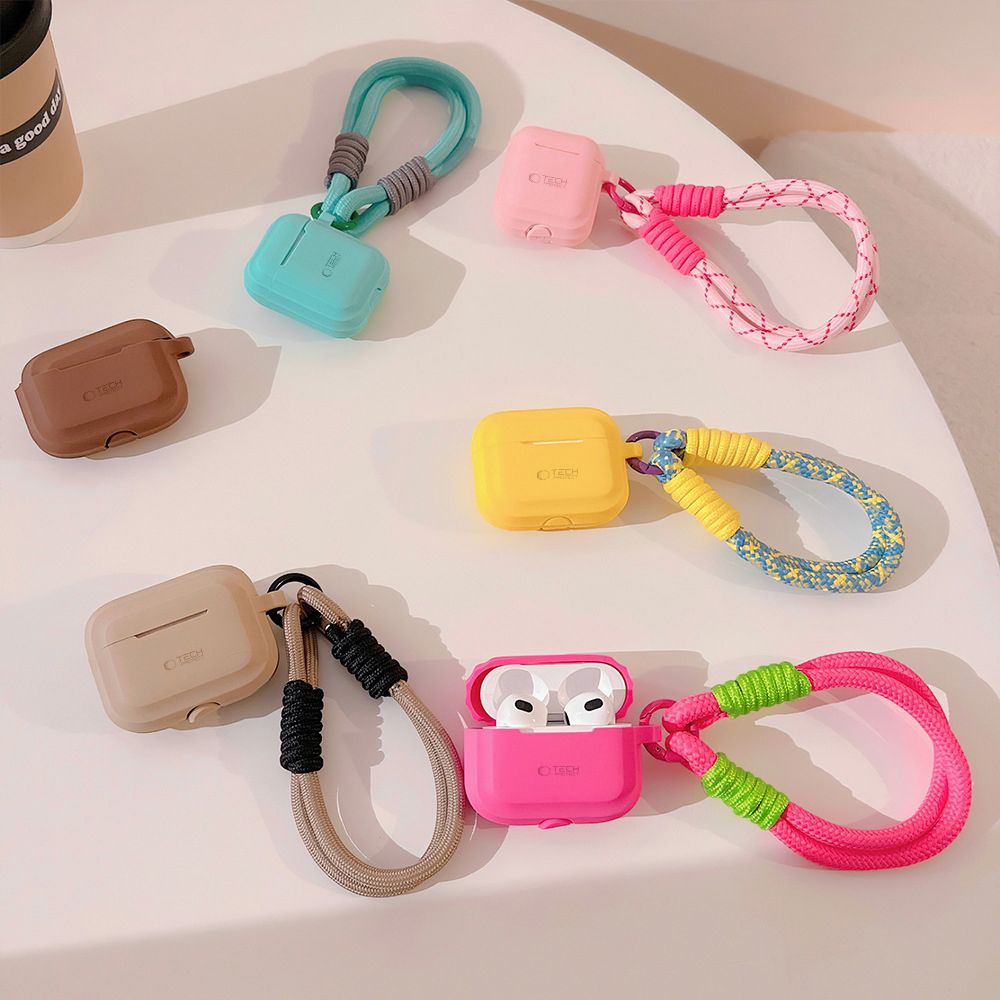 COPERTURA TECH-PROTECT IN SILICONE PER CAVO APPLE AIRPODS PRO 1 / 2 CAFFÈ LATTE