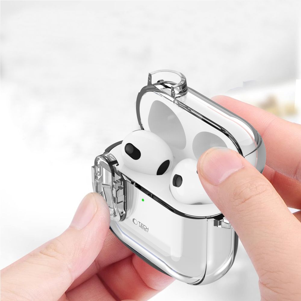 CUSTODIA TECH-PROTECT SLIM HOOK APPLE AIRPODS 4 TRASPARENTE