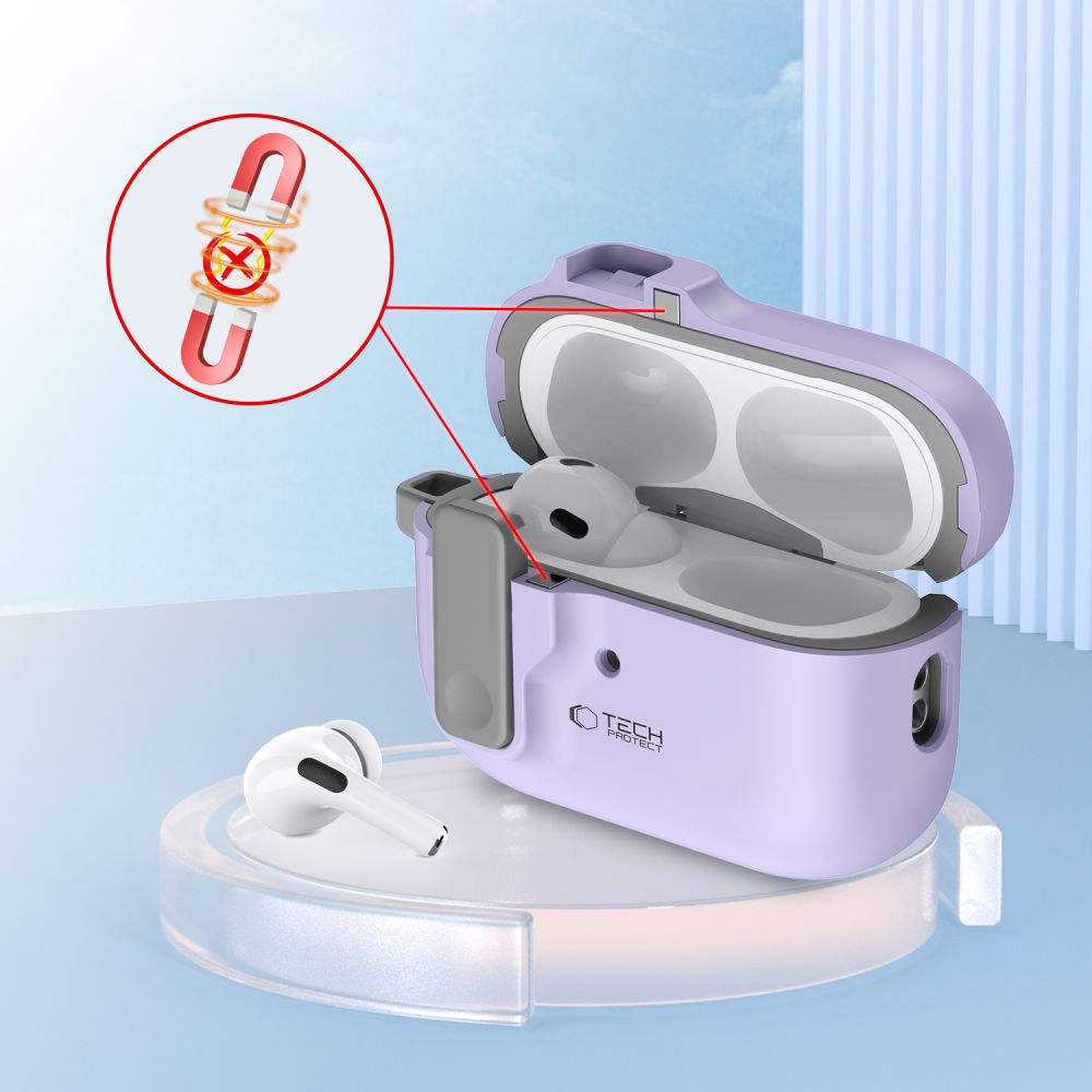 CUSTODIA TECH-PROTECT SLIM HOOK APPLE AIRPODS PRO 1 / 2 LAVANDA