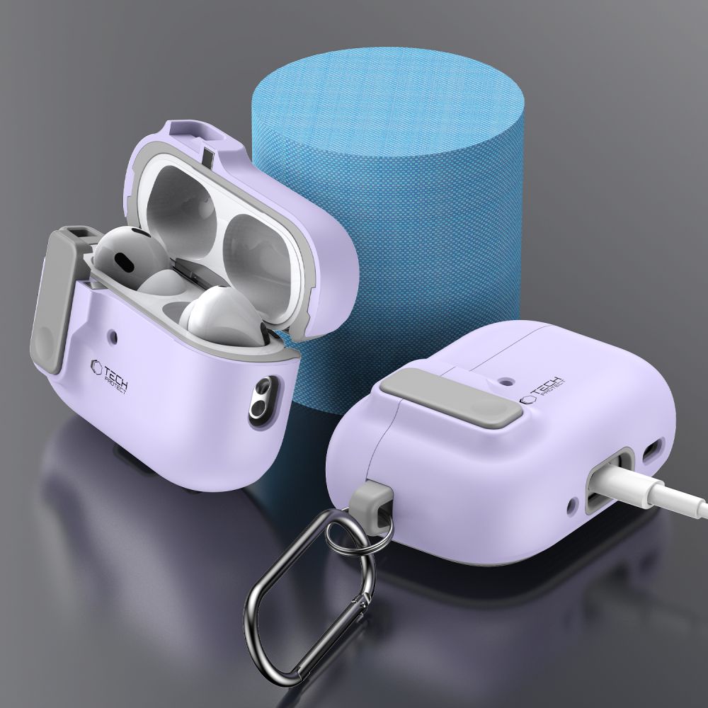 CUSTODIA TECH-PROTECT SLIM HOOK APPLE AIRPODS PRO 1 / 2 LAVANDA