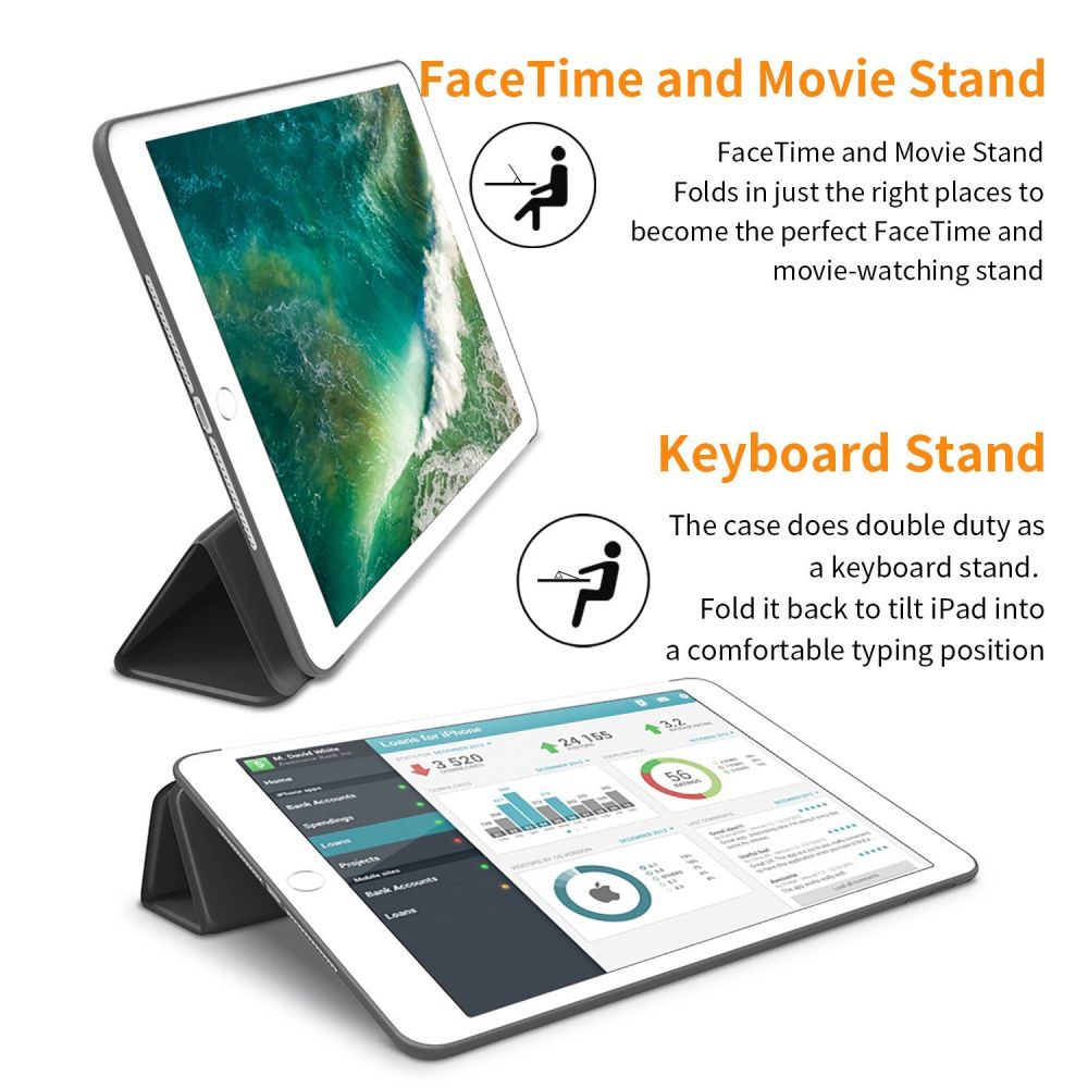 COPERTURA / INGRESSO PER IPAD 9.7 5 / 6 / 2017-2018 TECH-PROTECT SMARTCASE NERA