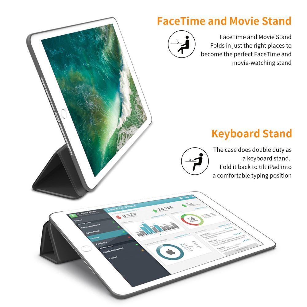 COPERTURA / INVOLUCRO PER IPAD AIR 9.7 2 / 2014 TECH-PROTECT SMARTCASE NERA