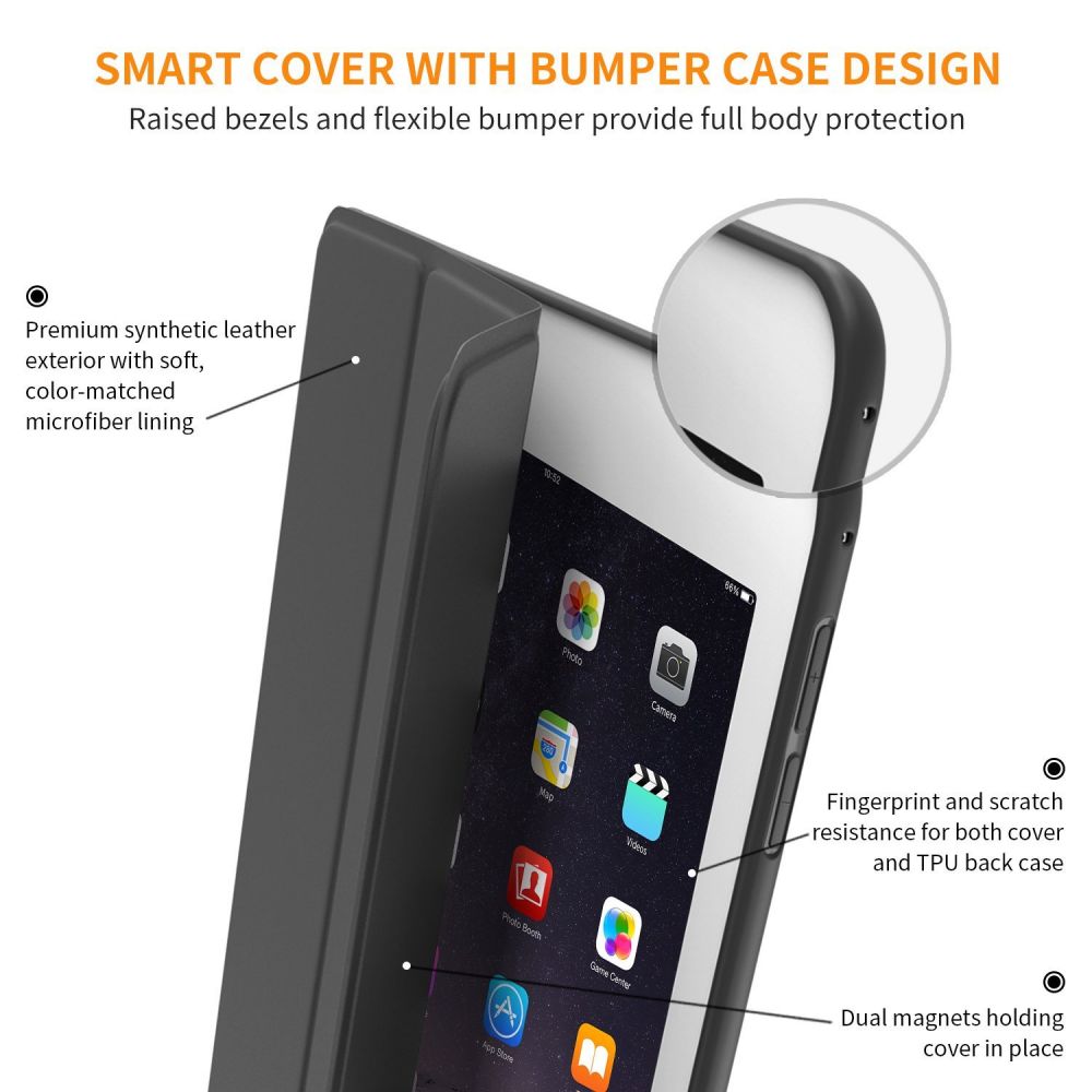 COPERTURA / INVOLUCRO PER IPAD AIR 9.7 2 / 2014 TECH-PROTECT SMARTCASE NERA