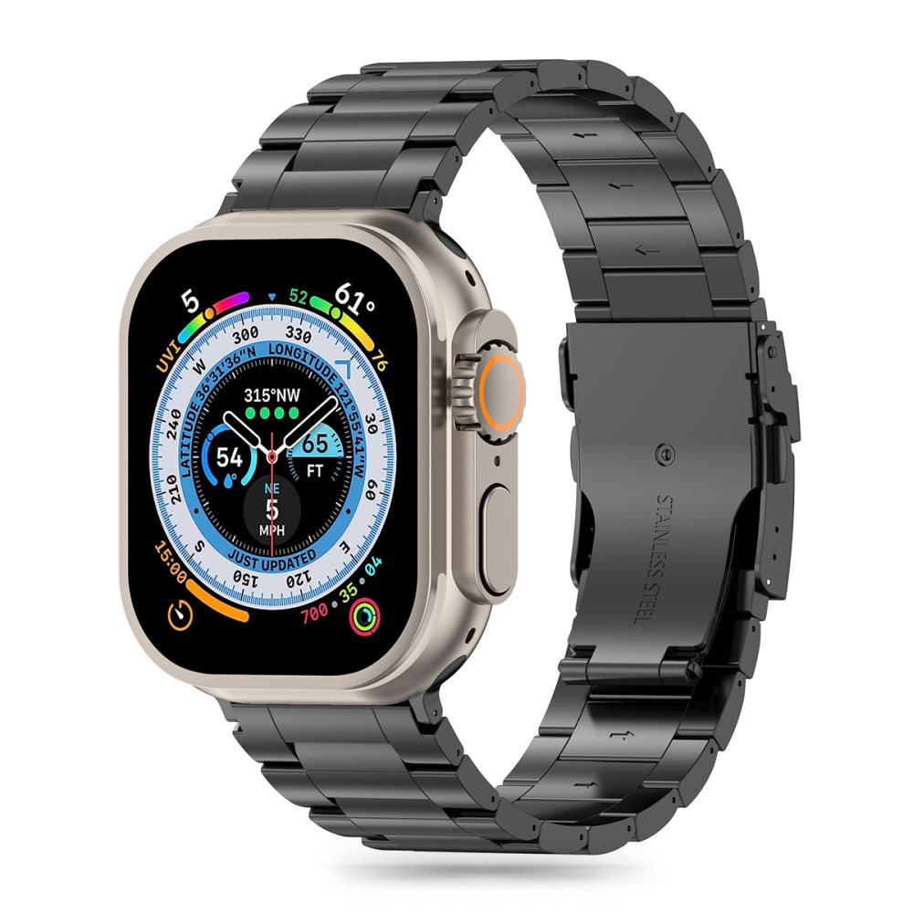 CINTURINO TECH-PROTECT IN ACCIAIO INOSSIDABILE PER APPLE WATCH 4 / 5 / 6 / 7 / 8 / 9 / SE / ULTRA 1 / 2 (42 / 44 / 45 / 49 MM) NERO