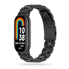 BRACCIALE IN METALLO PER XIAOMI MI BAND 8 / 9 / NFC DOOP ACCIAIO INOSSIDABILE NERO