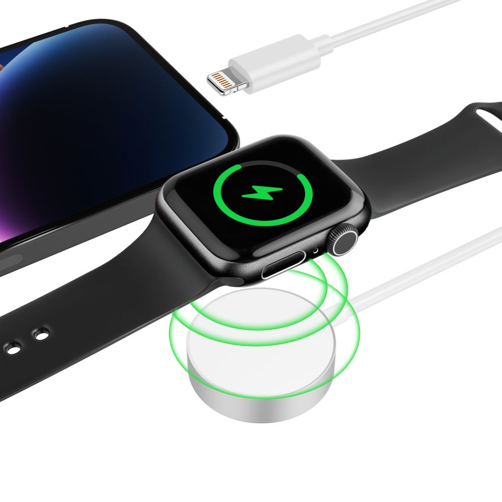 CARICATORE PER APPLE WATCH TECH-PROTECT ULTRABOOST 2IN1 CAVO DI RICARICA MAGNETICO & LIGHTNING 150CM BIANCO