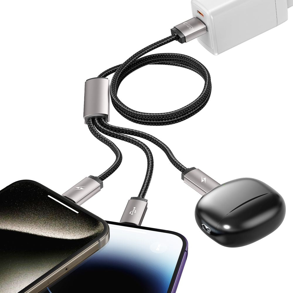 CAVO 3IN1TECH-PROTECT ULTRABOOST LIGHTNING & TYPE-C & MICRO-USB CAVO 3.5A 100CM GRIGIO