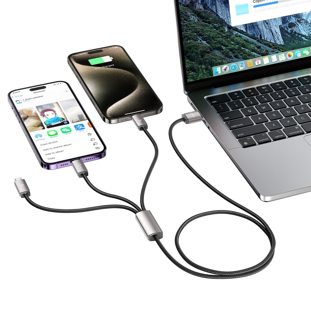 CAVO 3IN1TECH-PROTECT ULTRABOOST LIGHTNING & TYPE-C & MICRO-USB CAVO 3.5A 100CM GRIGIO