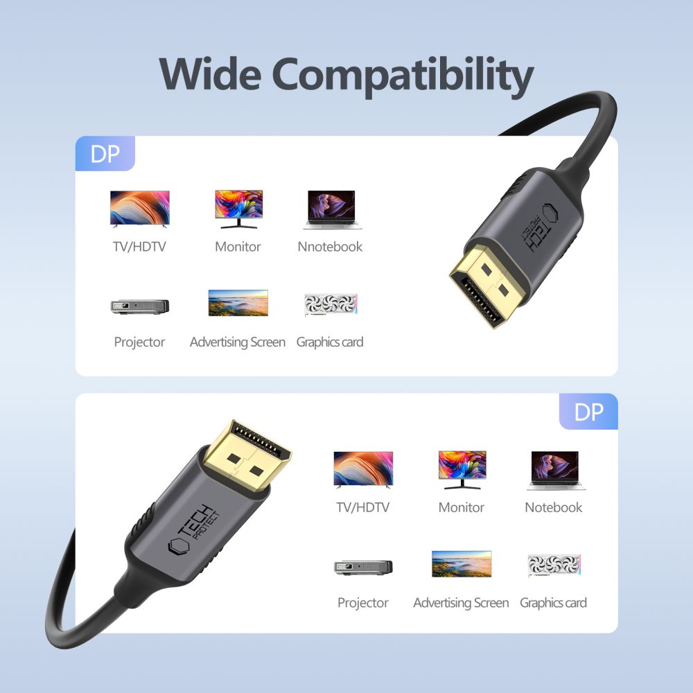 TECH-PROTECT ULTRABOOST CAVO DISPLAYPORT A DISPLAYPORT 1.4 4K 60HZ 200CM NERO