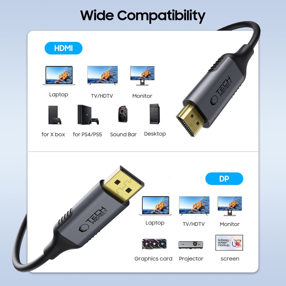 TECH-PROTECT ULTRABOOST CAVO DISPLAYPORT A HDMI 2.0 4K 60HZ 200CM NERO