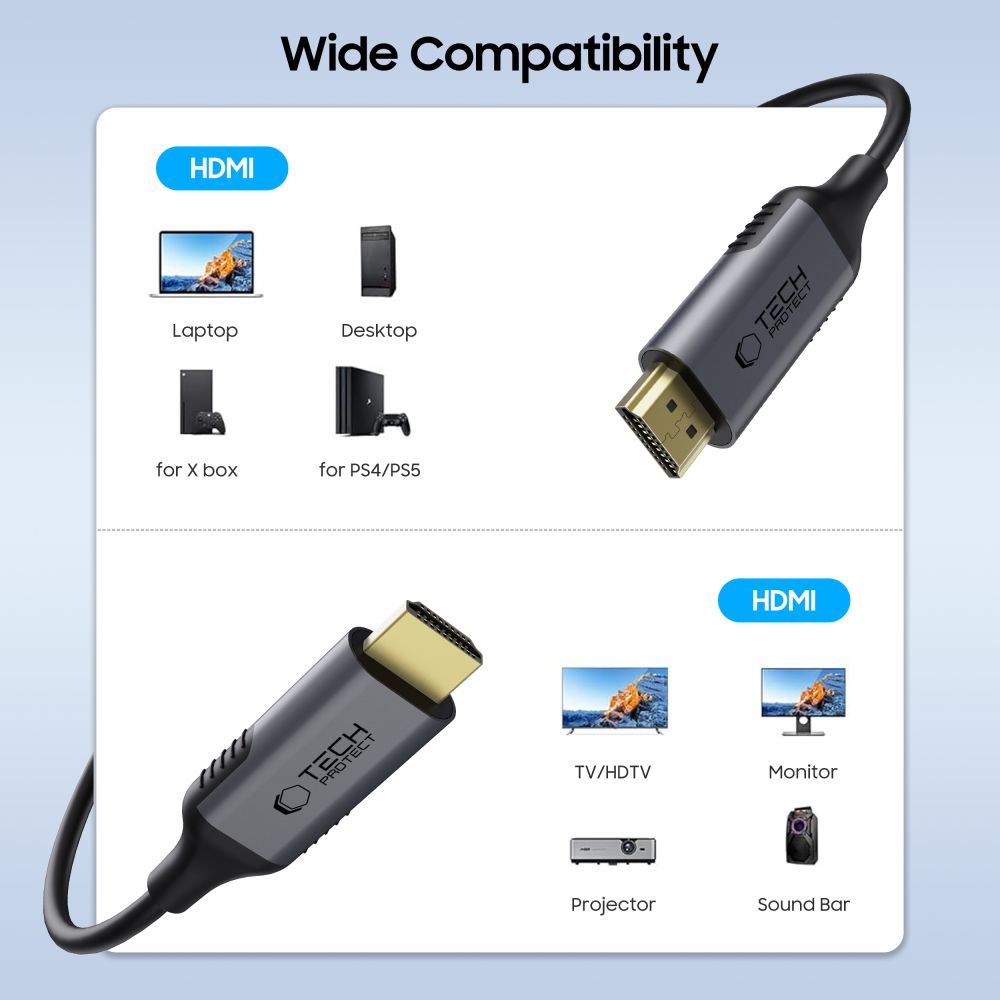 TECH-PROTECT ULTRABOOST CAVO HDMI A HDMI 2.1 4K 120HZ / 8K 60HZ 200CM NERO