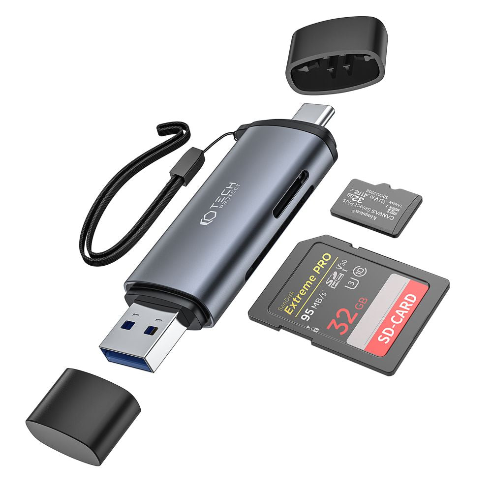 Lettore di schede TECH-PROTECT ULTRABOOST lettore di schede SD e MICRO SD GRIGIO