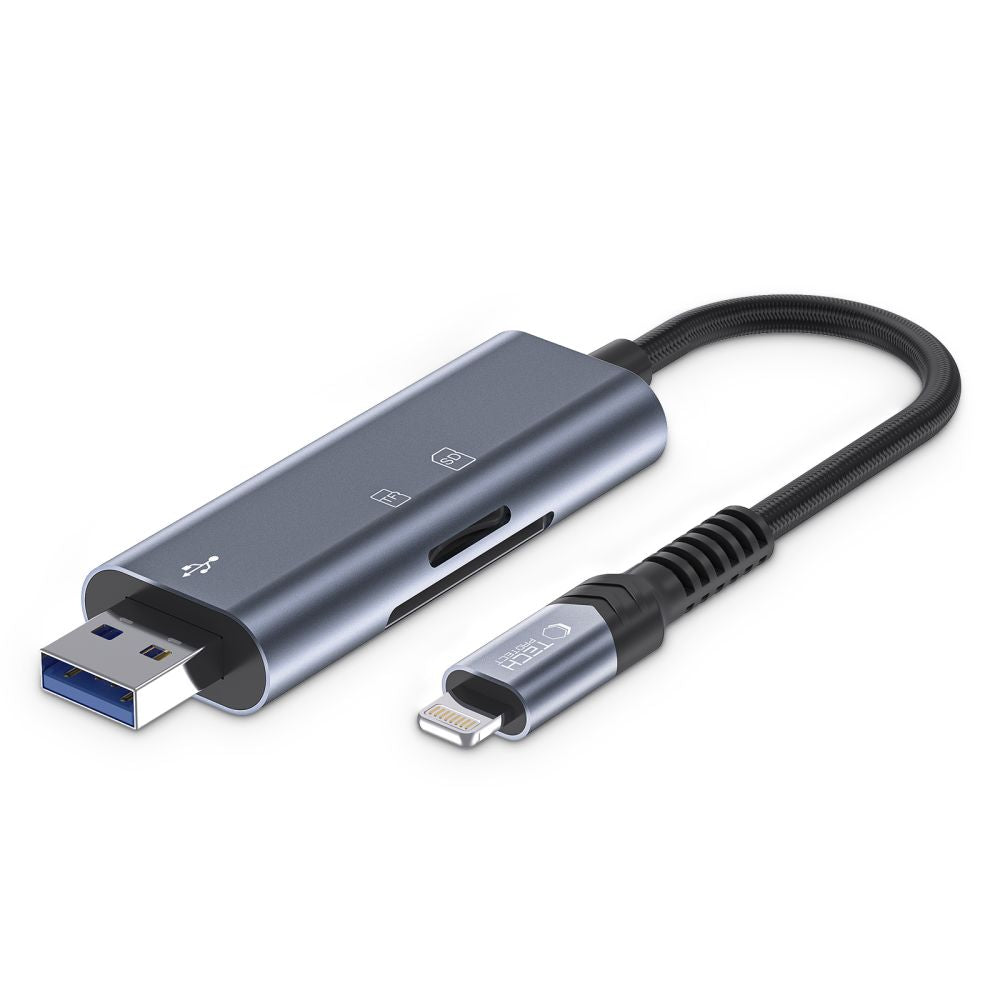 Lettore di schede di memoria TECH-PROTECT ULTRABOOST SD & MICRO SD LIGHTNING & USB GRIGIO