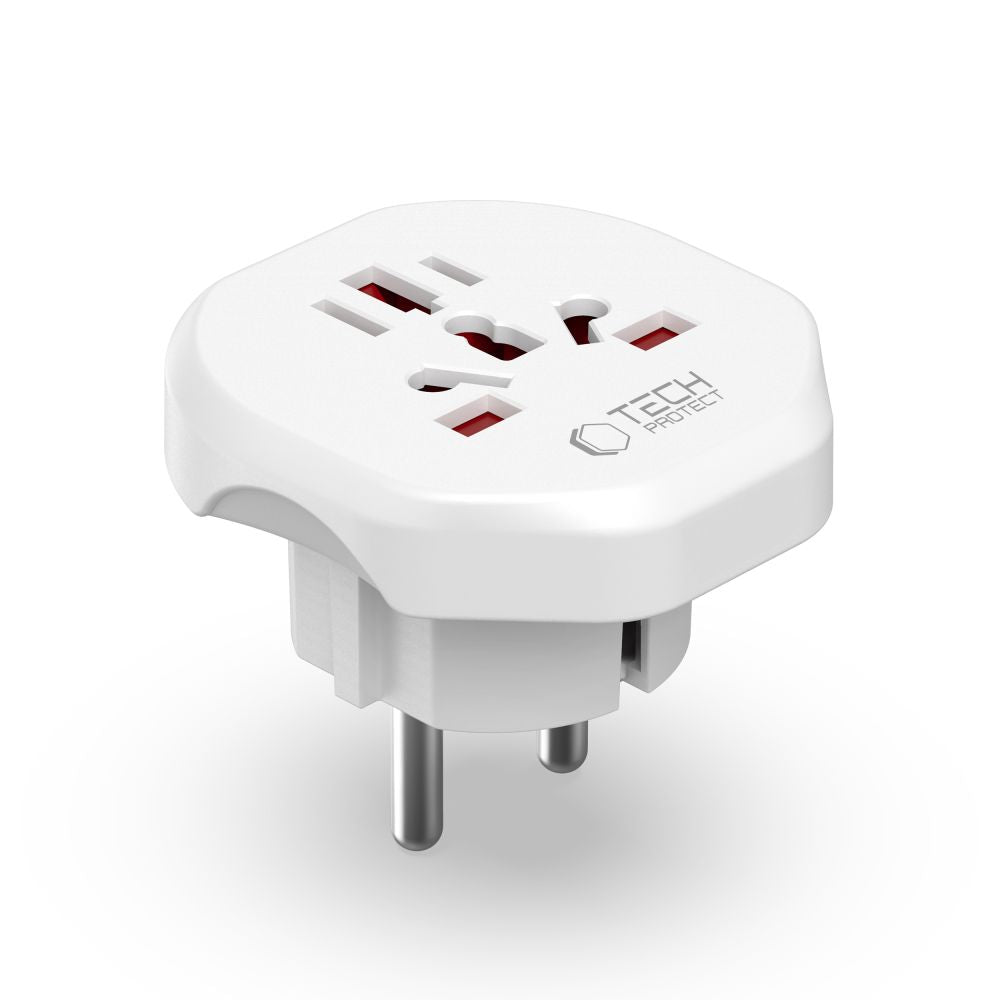 ADATTATORE UNIVERSALE PER VIAGGI TECH-PROTECT DALL'UE BIANCO