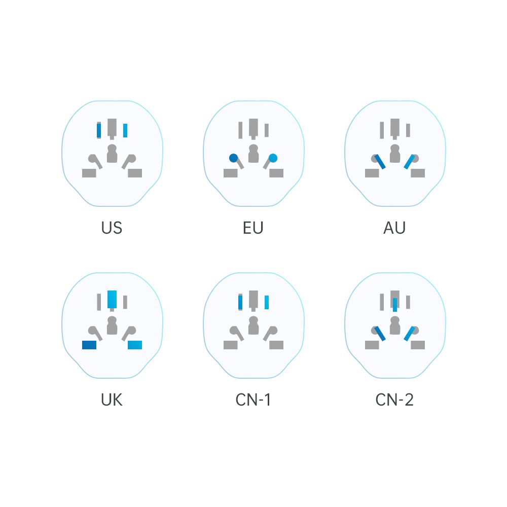 ADATTATORE UNIVERSALE PER VIAGGI TECH-PROTECT DALL'UE BIANCO