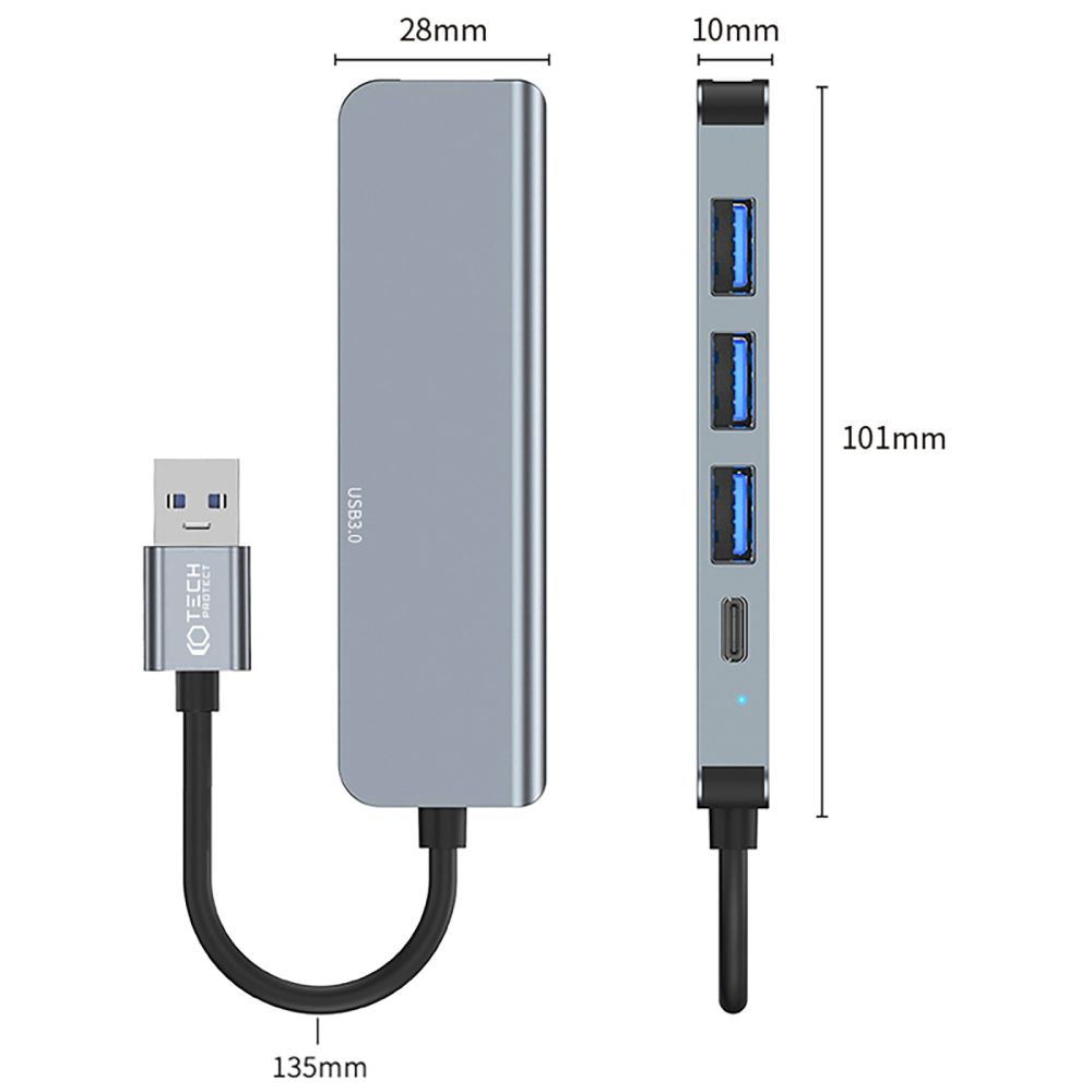 ADATTATORE TECH-PROTECT V0-HUB 5IN1 GRIGIO