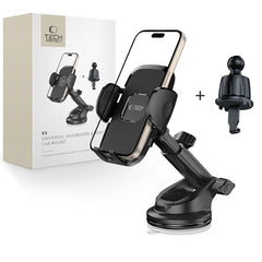 MONTAGGIO PER TELEFONO AUTO TECH-PROTECT V3 UNIVERSALE PER CRUSCOTTO E VENTILAZIONE NERO
