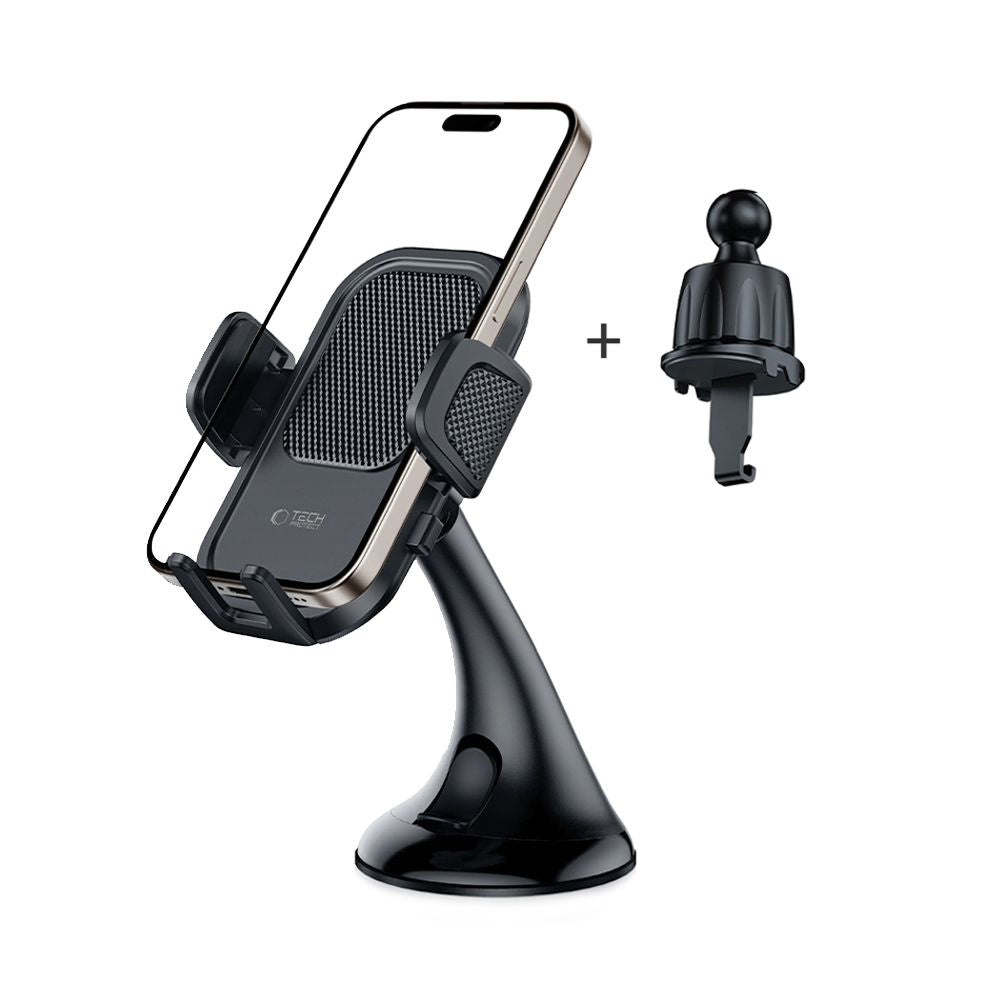 MONTAGGIO PER TELEFONO AUTO TECH-PROTECT V8 UNIVERSALE PER CRUSCOTTO E VENTILAZIONE NERO