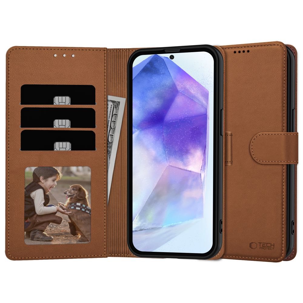 COPERTURA TECH-PROTECT WALLET GALAXY A56 5G MARRONE