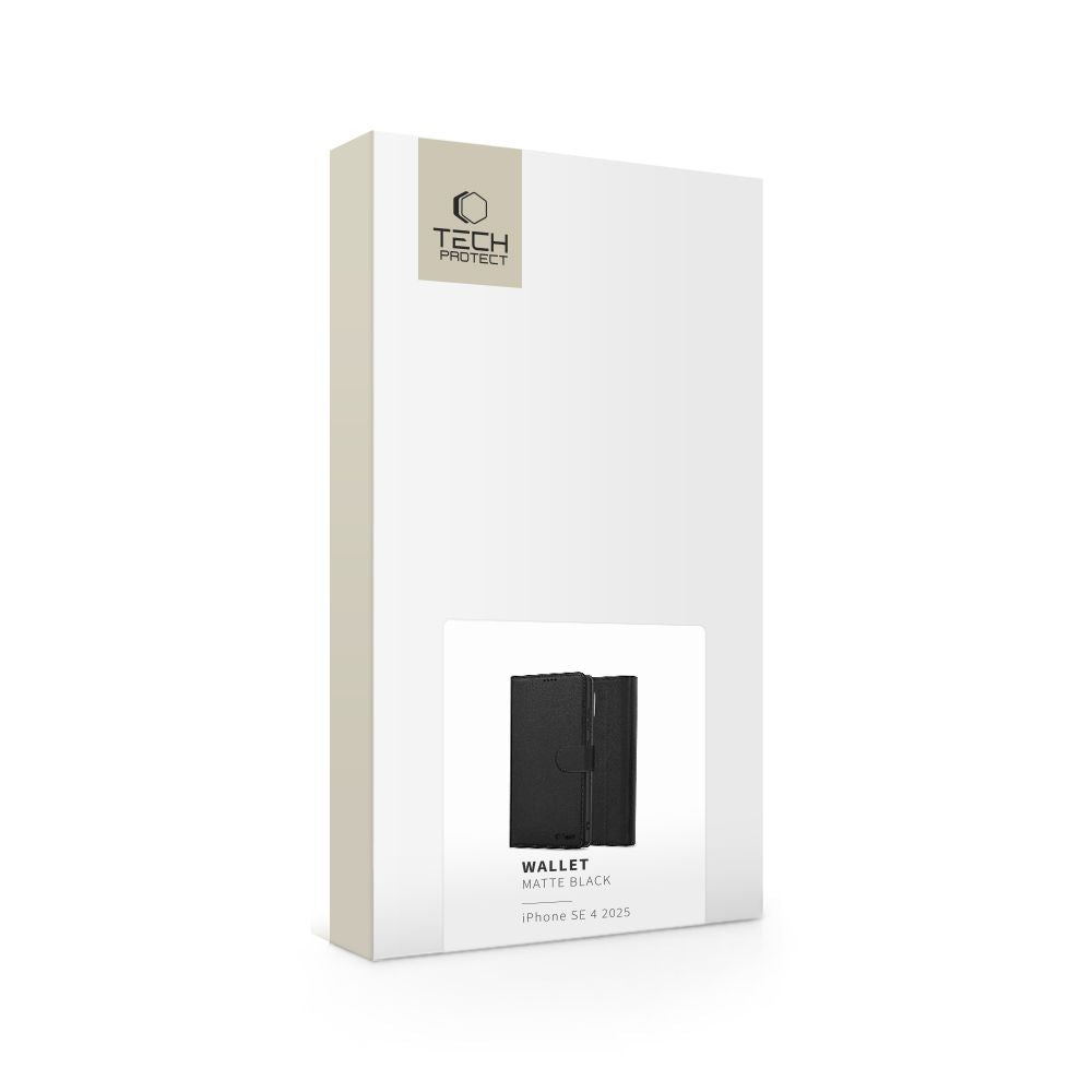 COPERTURA TECH-PROTECT WALLET IPHONE 16E NERO OPACO
