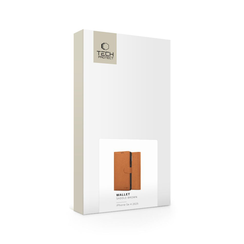COPERTURA TECH-PROTECT WALLET IPHONE 16E SADDLE BROWN