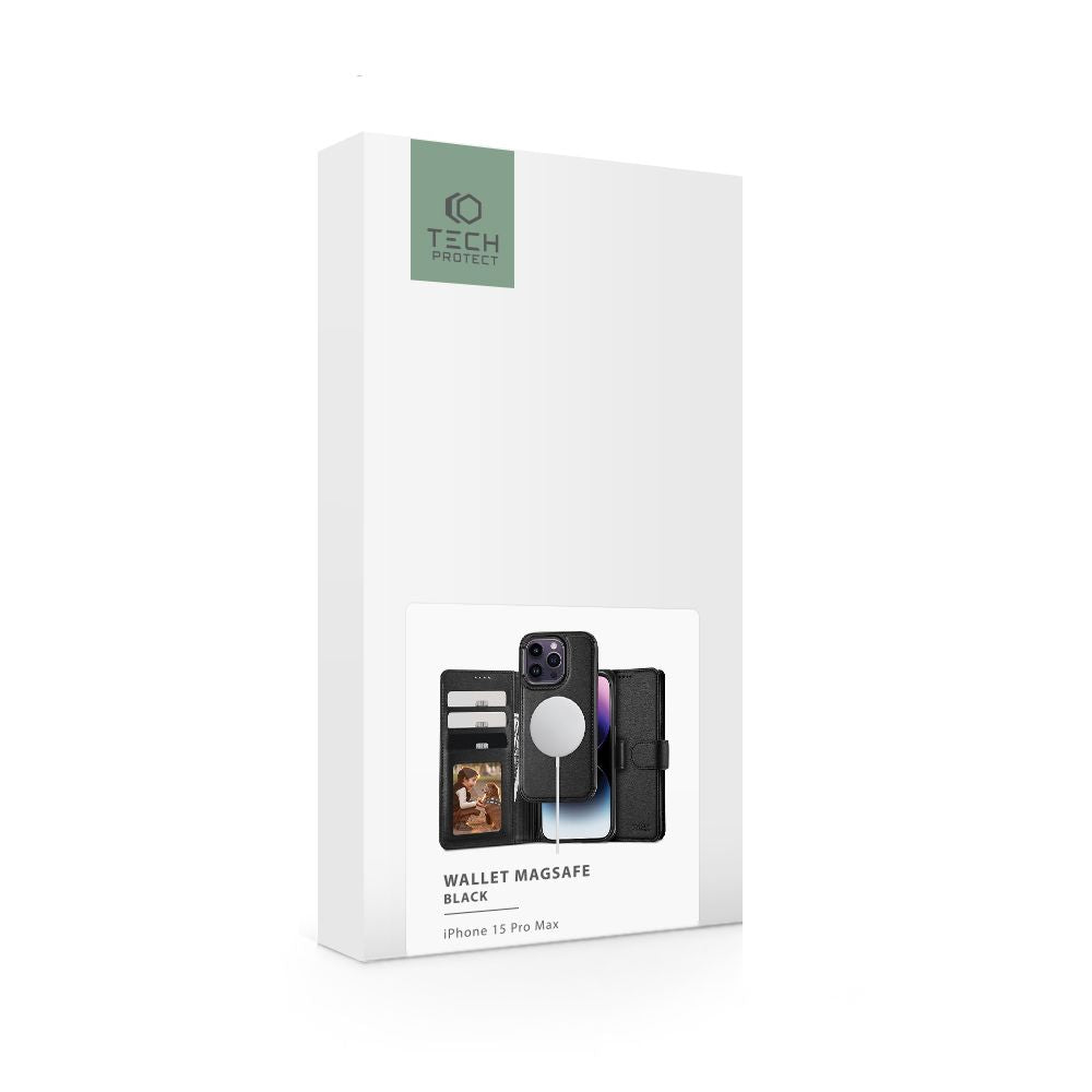 COPERTINA PER LIBRO TECH-PROTECT WALLET MAGSAFE IPHONE 15 PRO MAX NERA