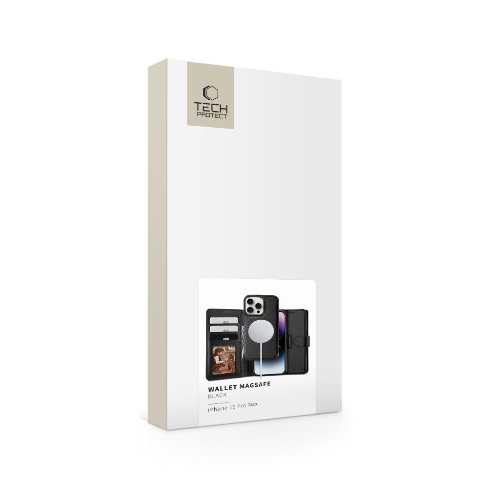 COPERTURA PER IPHONE 16 PRO MAX TECH-PROTECT WALLET MAGSAFE NERA