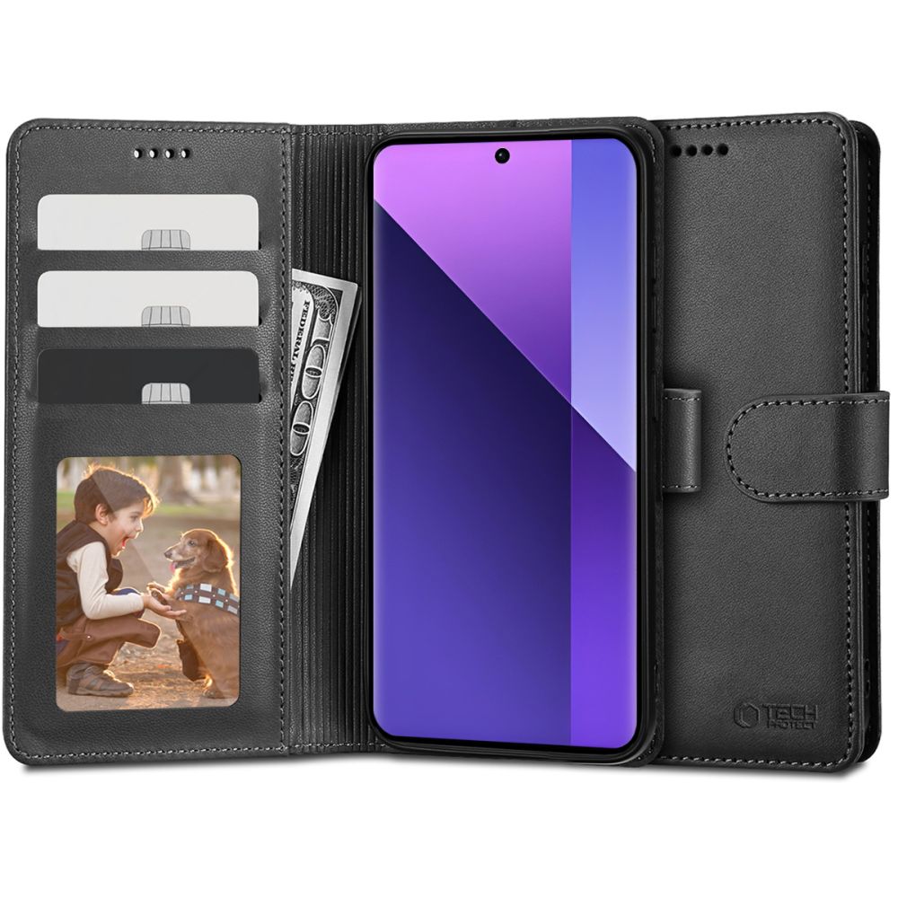 COPERTURA PER LIBRO TECH-PROTECT WALLET XIAOMI REDMI NOTE 13 PRO+ PLUS 5G NERA