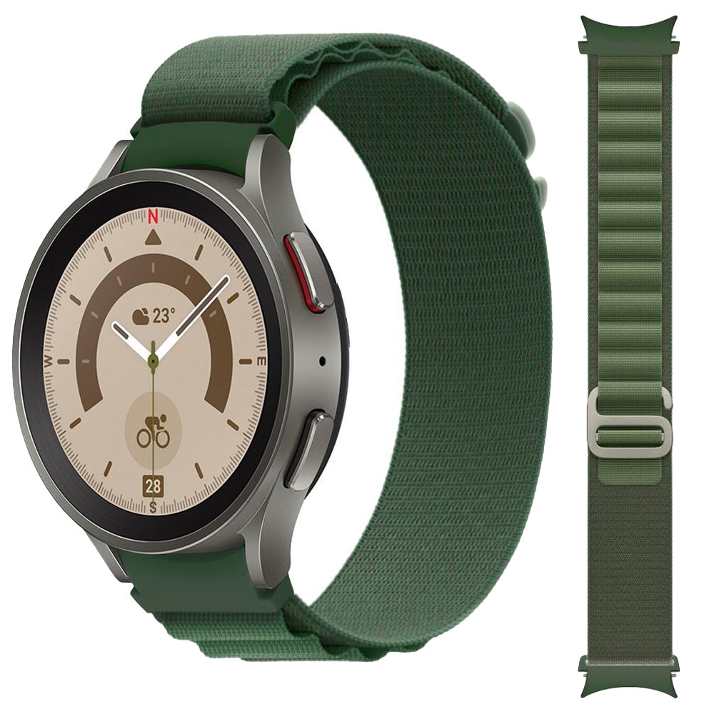 BRACCIALE HEYBAND IN NYLON PER SAMSUNG GALAXY WATCH 4 / 5 / 5 PRO / 6 / 7 / FE VERDE MILITARE